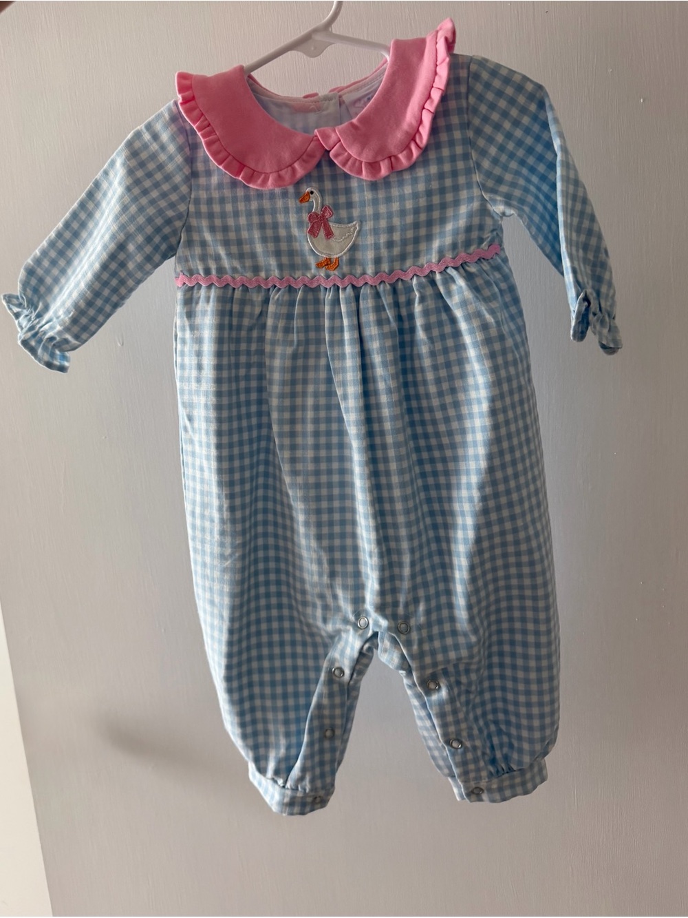 Stitchy Fish Gosling Garden appliqué romper size 6 month